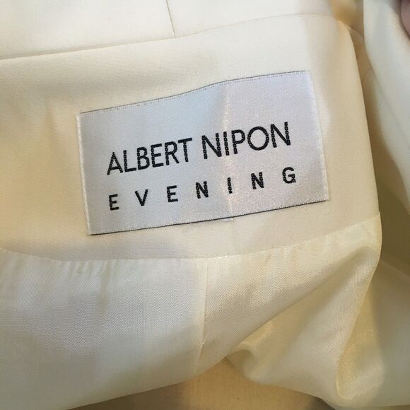 Albert Nipon Evening White Ivory Beaded Skirt Suit, Blazer, Leaves, 38‎ Chest, M - Picture 10 of 15